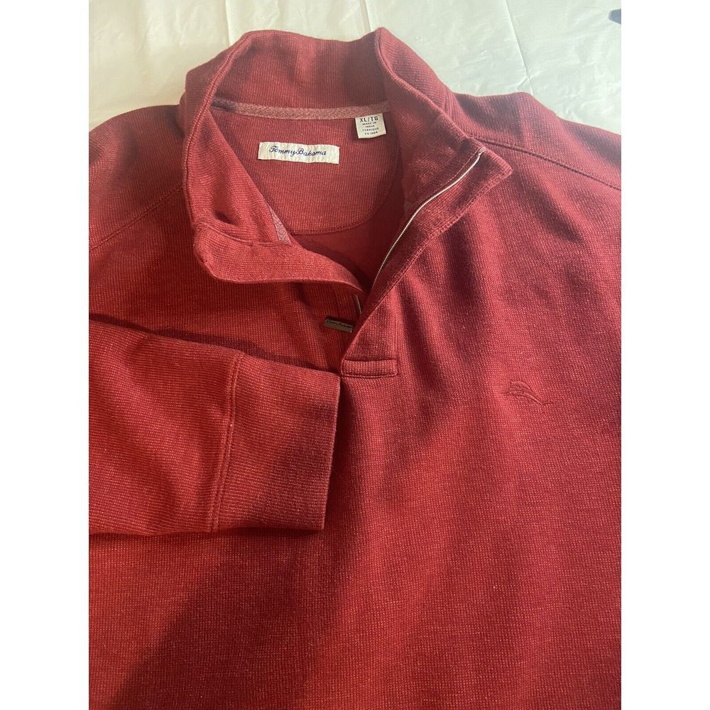 Men's Tommy Bahama Golf 1/4 Zip Red Knit Pullover With Pockets-Size XL
